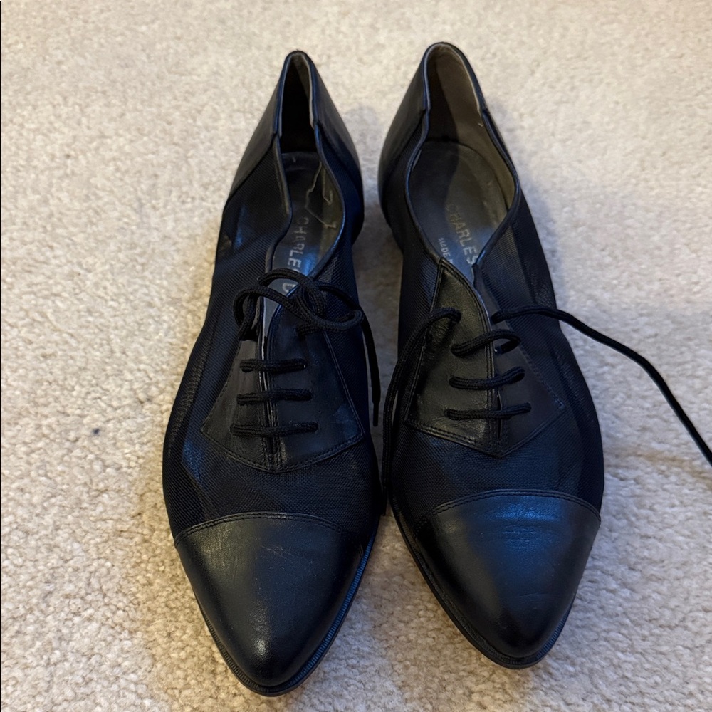 Charles David Black Leather Flats